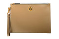 Versace Unisex Taupe Beige Leather Wristlet Clutch Handbag