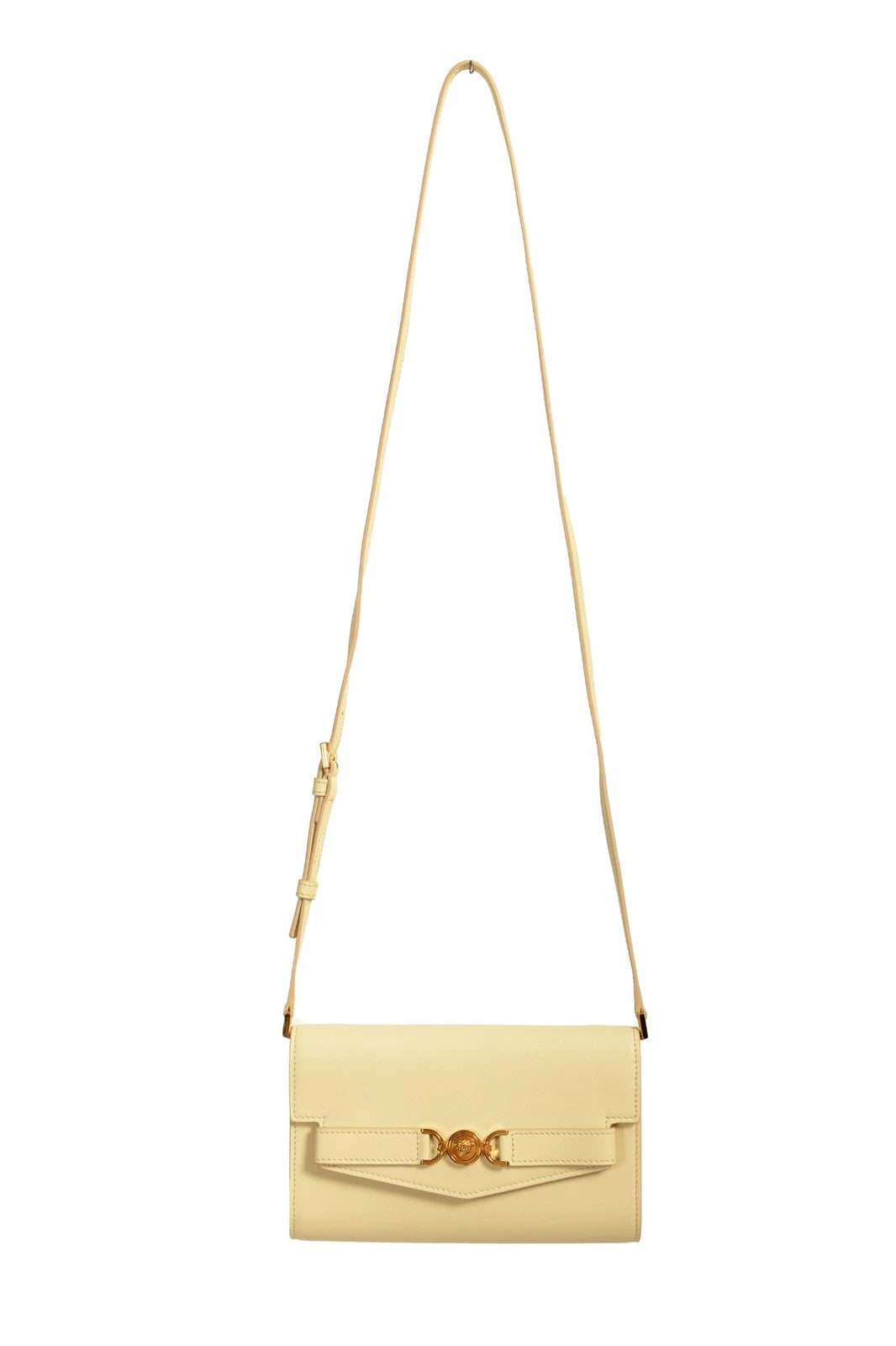 Versace Ivory Leather Gold Medusa Wallet Clutch Shoulder Bag