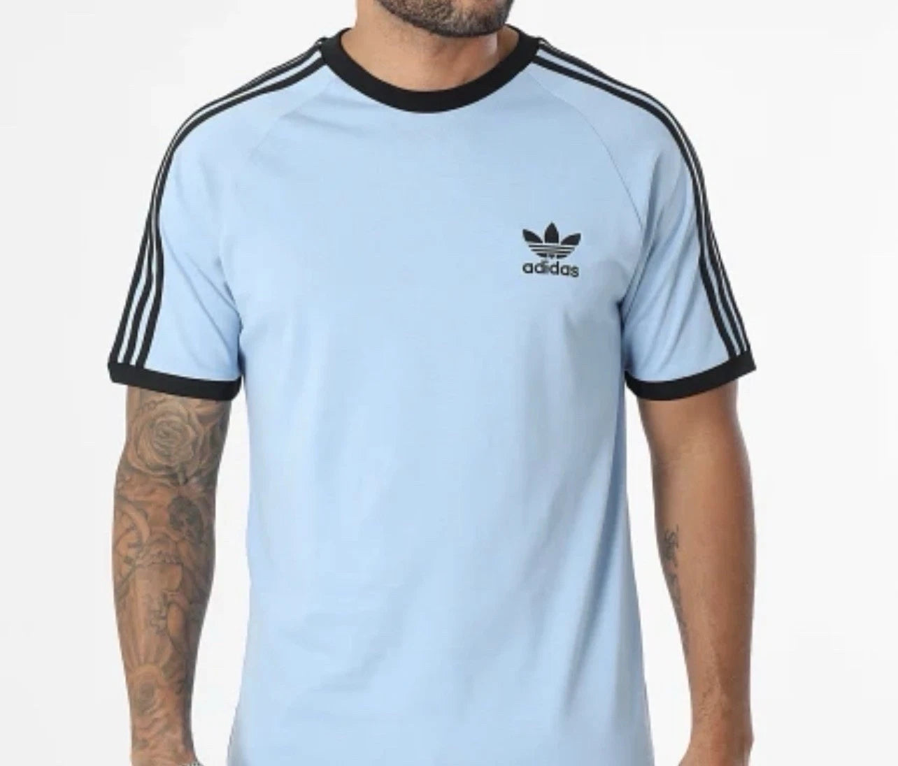 Adidas Originals Adicolor 3-Stripes T-Shirt Ash Blue Black Medium