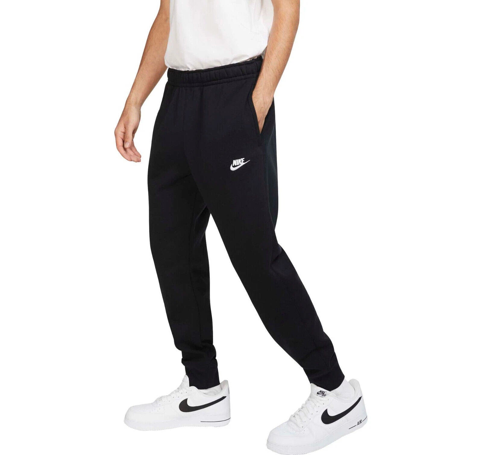 Nike Swoosh Athletic Club Fleece Jogger Sweatpants Black Gray Men's New