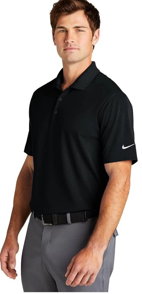Nike Dri-FIT Micro Pique 2.0 Golf Polo Black White Swoosh Large