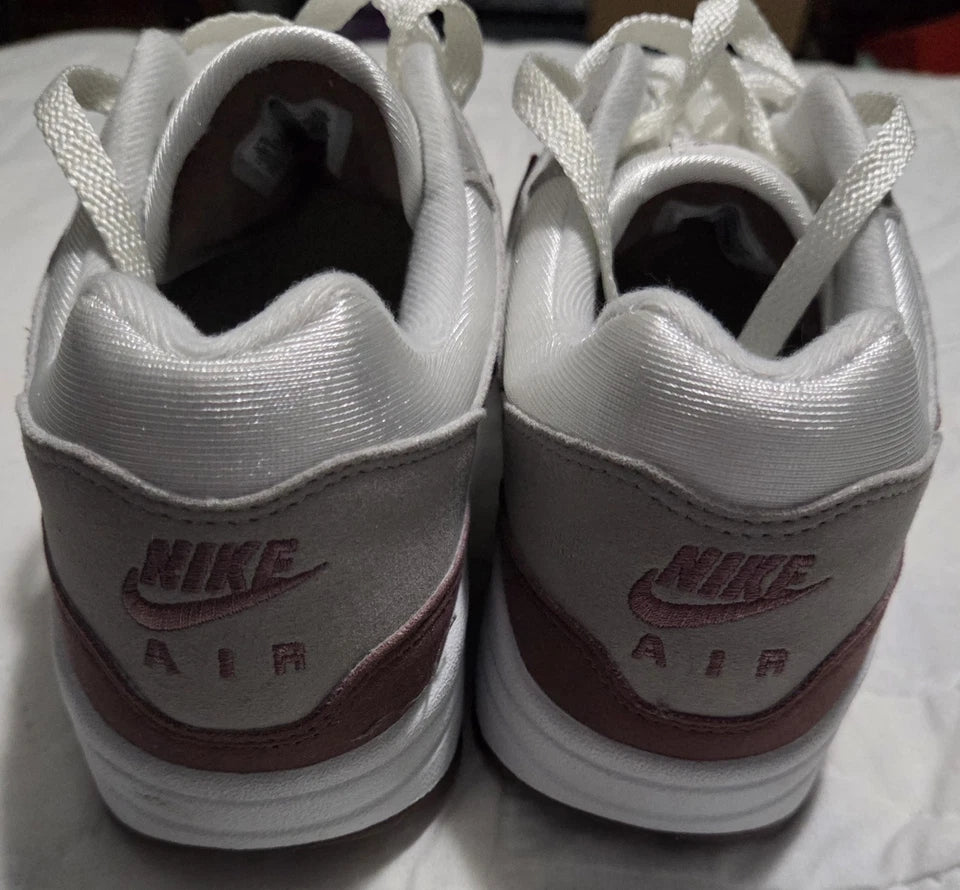 Nike Air Max 1 White Gray Smokey Mauve Women's Sneakers Size 9.5 New