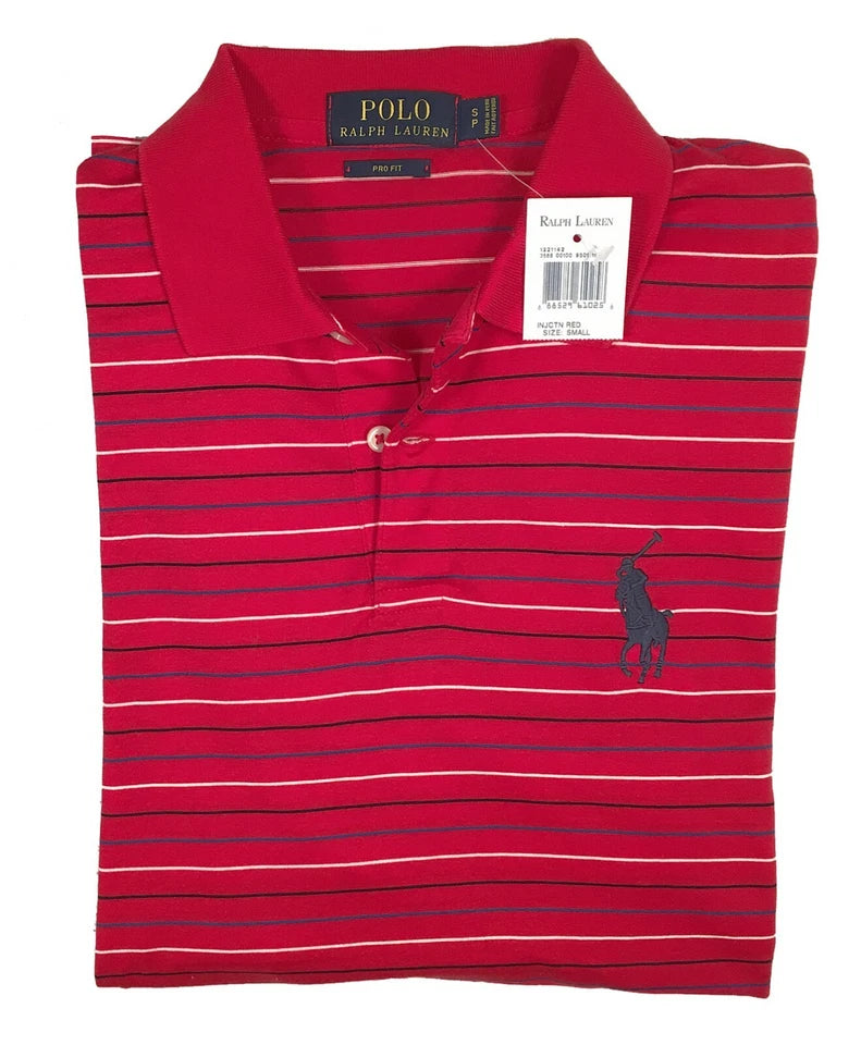 Polo Ralph Lauren Pima Cotton Slim Fit Polo Shirt Red Green White New