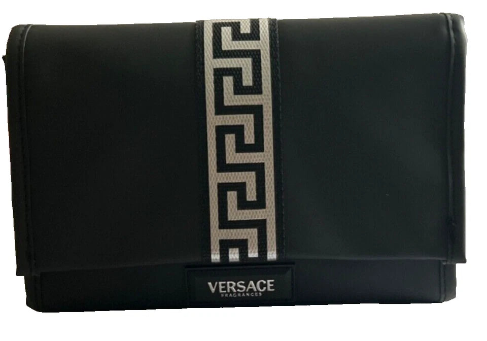 Versace Black Silver Fragrance Pouch Travel Clutch Bag New