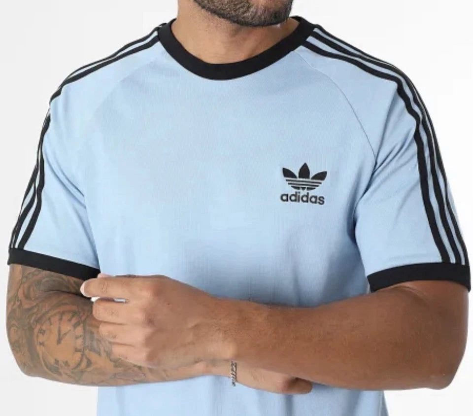 Adidas Originals Adicolor 3-Stripes T-Shirt Ash Blue Black Medium