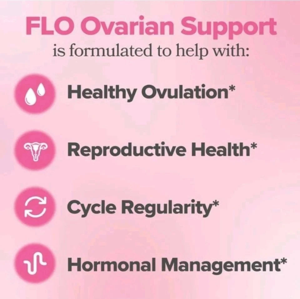 FLO Ovarian Support Vitamins – 90 Vegan Hormone Balance Capsules