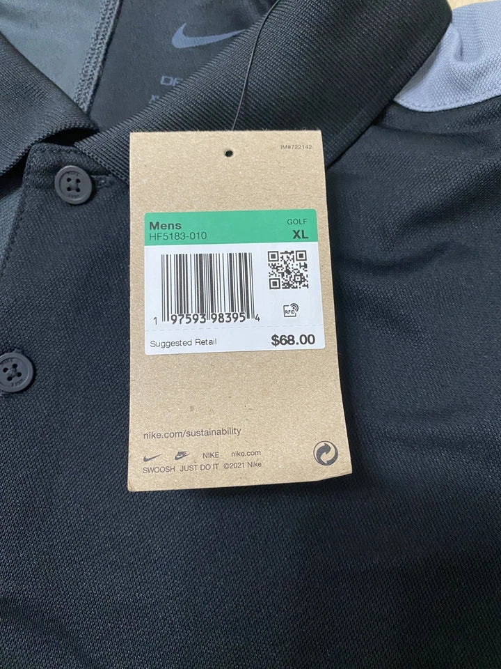 Nike Victory+ Golf Polo Men's XL Black Colorblock Performance Shirt