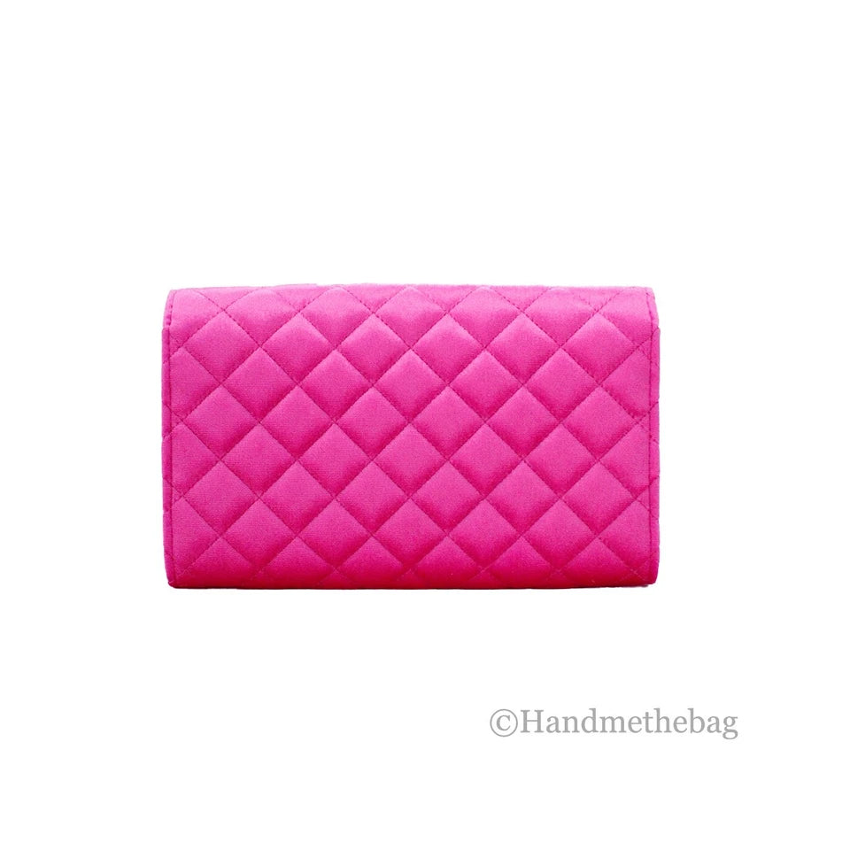 Versace Medusa Fuchsia Quilted Crossbody Clutch Evening Handbag