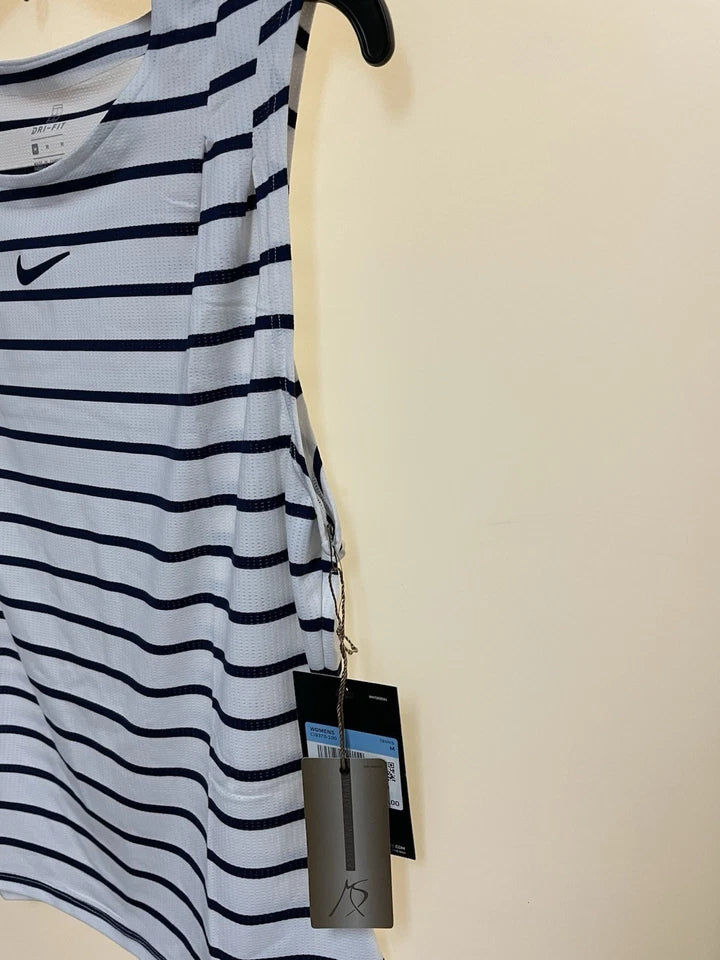 Nike Dri-FIT Maria Sharapova Court Tank Navy White Striped Medium NWT