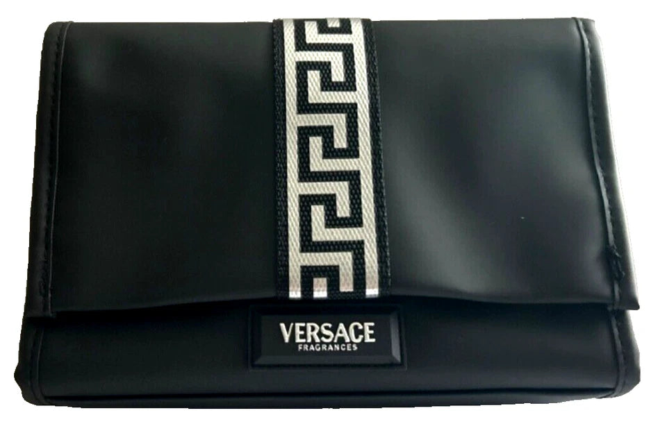 Versace Black Silver Fragrance Pouch Travel Clutch Bag New