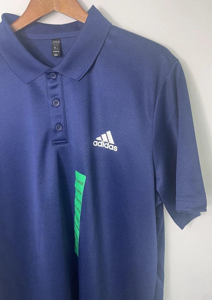 Adidas D2M Polo Shirt Blue White 3-Stripes Men's XL NWT