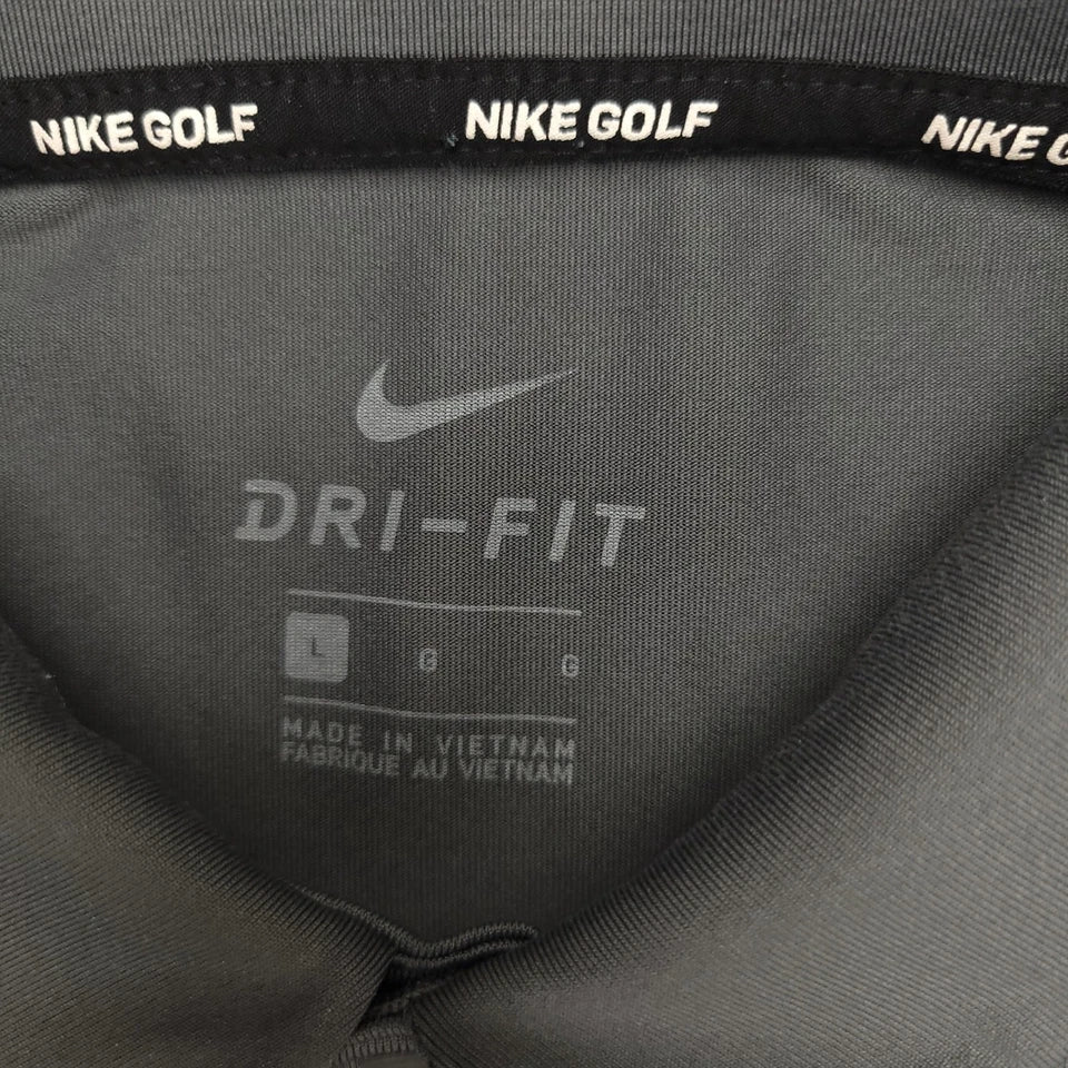 Nike Dri-FIT Men's Large Gray Stripe Golf Polo Performance Stretch Shirt