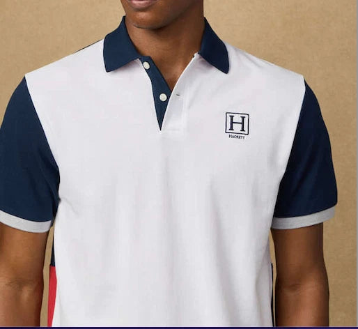 Hackett Heritage Classic Fit Branded Quad Polo Shirt White XL