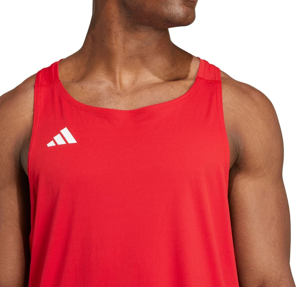 Adidas Adizero Essentials Running Vest Red Men's Lightweight Tank Top