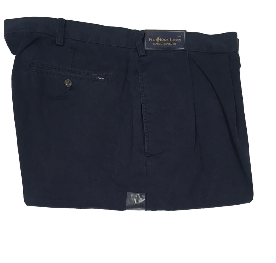 Polo Ralph Lauren Big & Tall Navy Pleated Chino Pants New