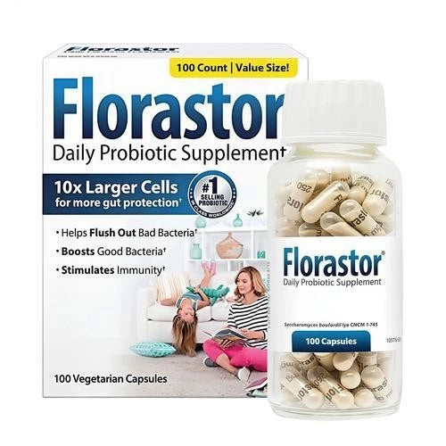 Florastor Probiotic Daily Supplement – 100 Vegetarian Capsules