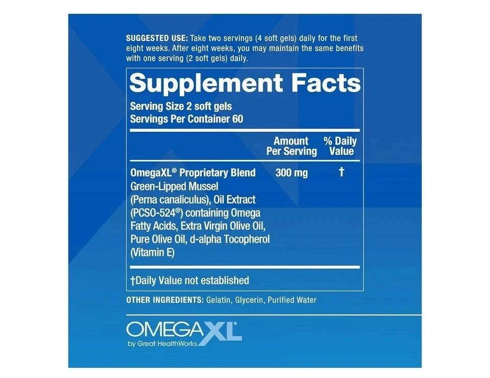 OmegaXL Joint Support Supplement – Natural Muscle Support 60 Softgels