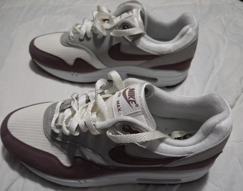 Nike Air Max 1 White Gray Smokey Mauve Women's Sneakers Size 9.5 New
