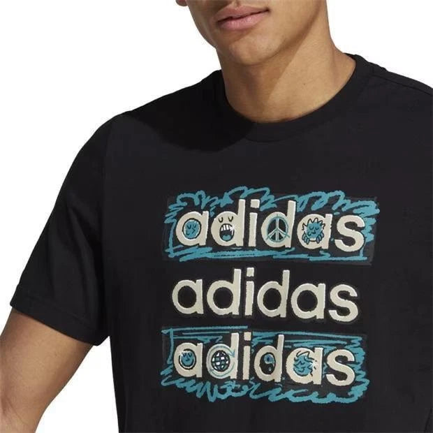 Adidas Dream Doodle Graphic T-Shirt Men's Short Sleeve Crew Neck New