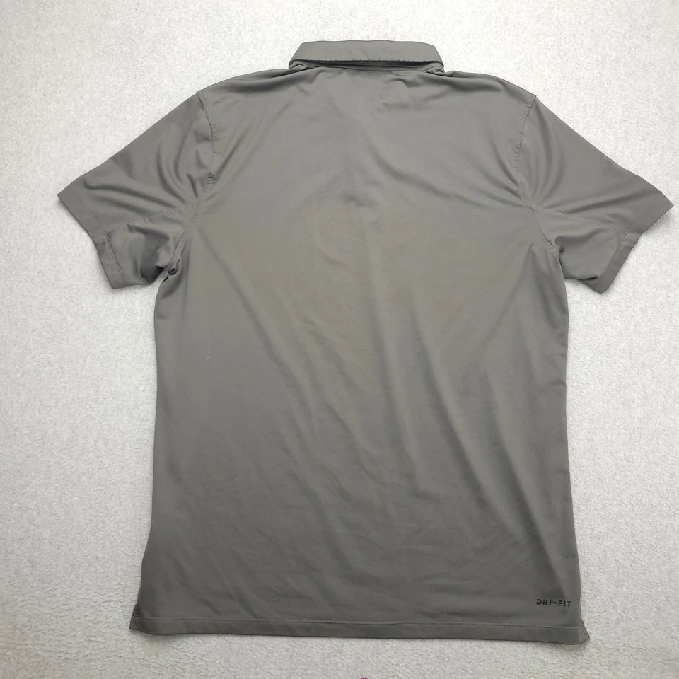 Nike Dri-FIT Men's Large Gray Stripe Golf Polo Performance Stretch Shirt