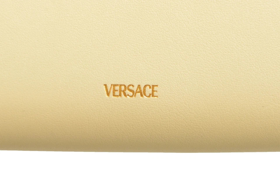 Versace Ivory Leather Gold Medusa Wallet Clutch Shoulder Bag