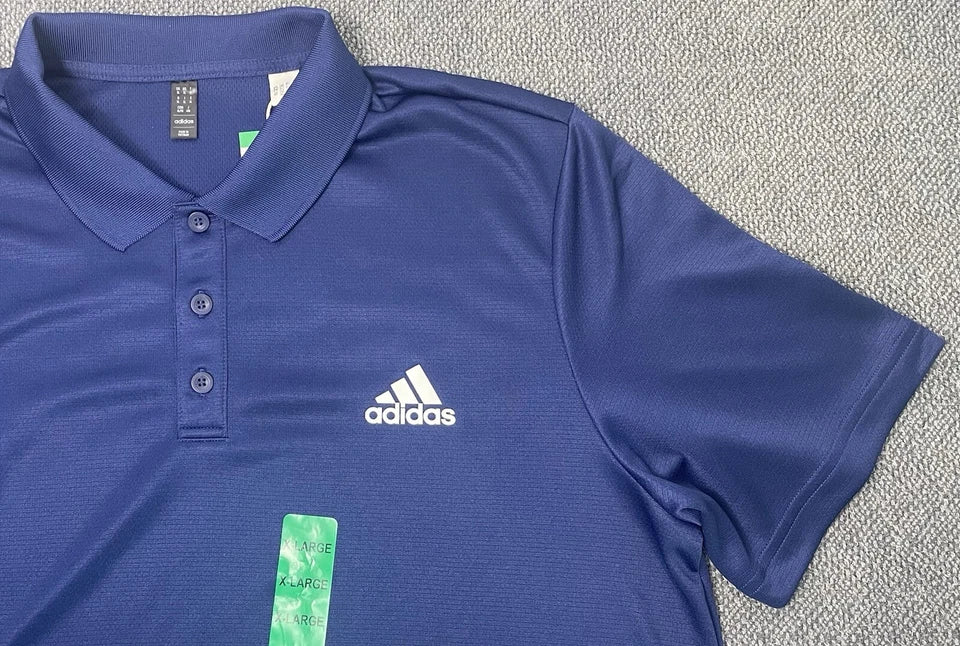 Adidas D2M Polo Shirt Blue White 3-Stripes Men's XL NWT
