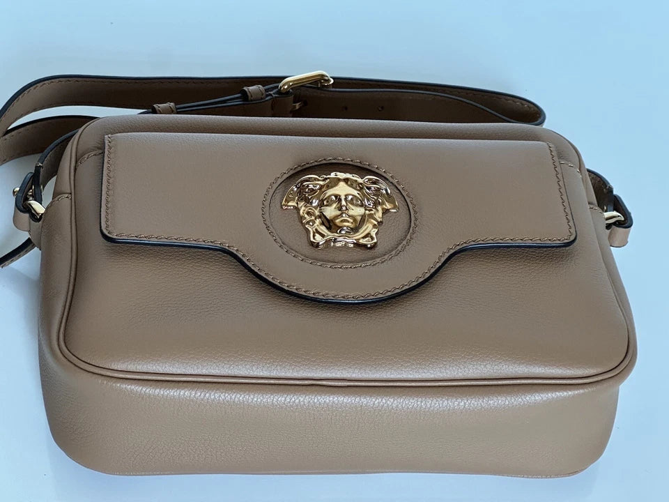 Versace Medusa Head Calf Leather Caramel Medium Shoulder Bag 1008102