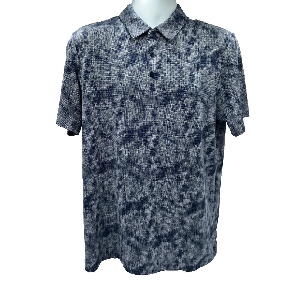 Adidas Ultimate365 Textured Print Polo Navy White Medium NWT
