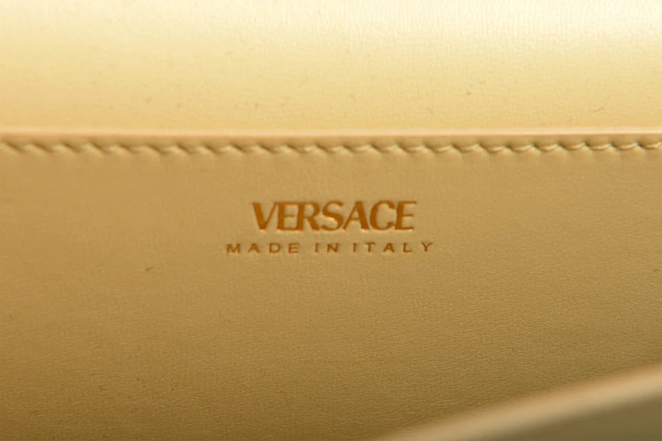 Versace Ivory Leather Gold Medusa Wallet Clutch Shoulder Bag