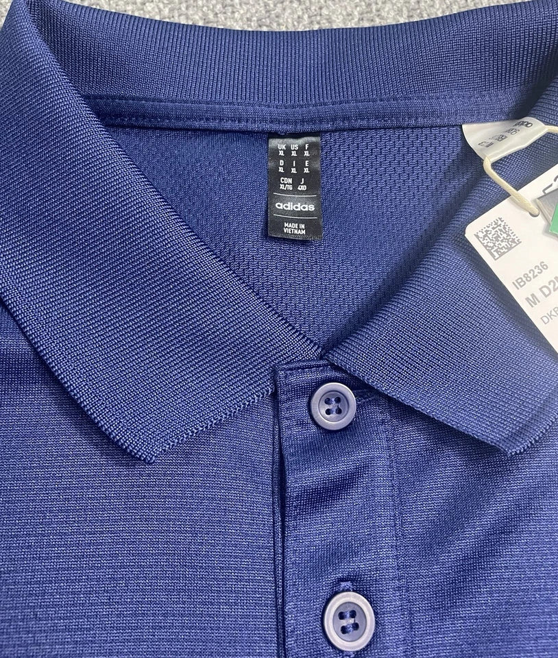 Adidas D2M Polo Shirt Blue White 3-Stripes Men's XL NWT