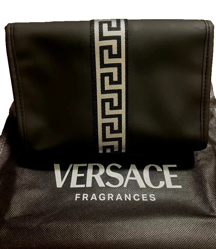 Versace Black Silver Fragrance Pouch Travel Clutch Bag New