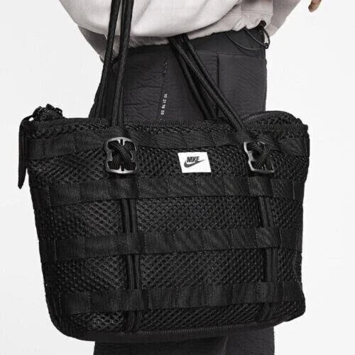 Nike Air AF1 Tote Bag Women's Black White DM9007-010 Small Zipper Tote
