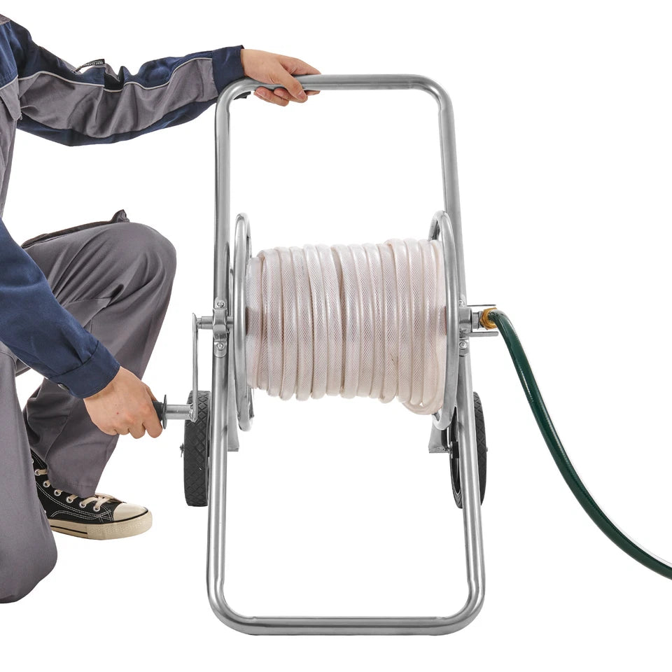 175FT Garden Hose Reel Cart Heavy Duty Steel Water Hose Cart with Wheels