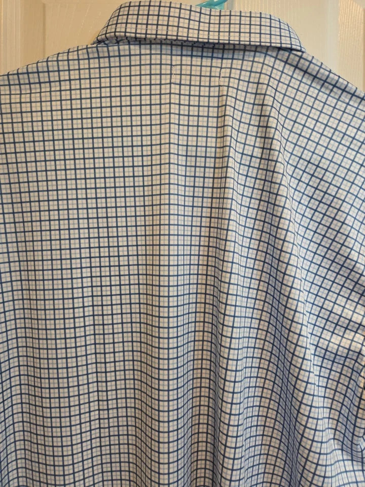 Collars & Co Semi-Spread Collar Polo Blue Tattersall NWT Men's Shirt