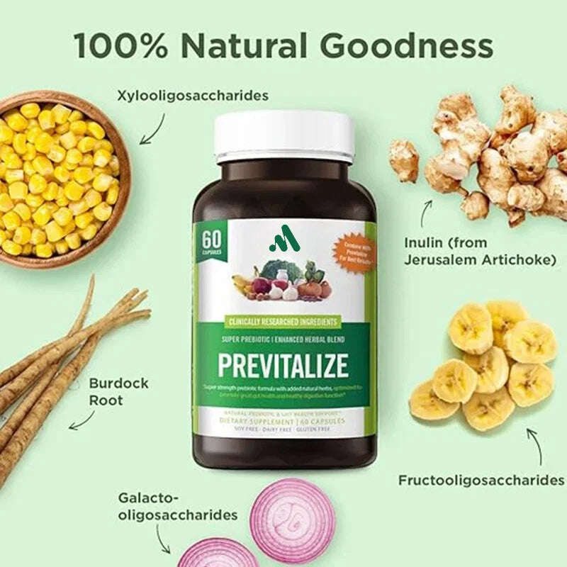 Previtalize Probiotic Fiber Supplement – 60 Capsules Daily Support