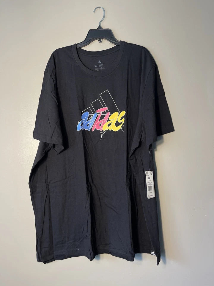Adidas Illustrated Badge Graphic T-Shirt Black Men's 4XL New