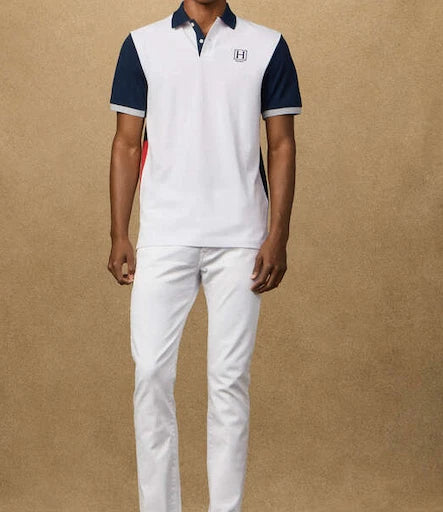 Hackett Heritage Classic Fit Branded Quad Polo Shirt White XL