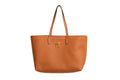 Versace Women's Cognac Grainy Leather Gold Medusa Tote Shoulder Bag