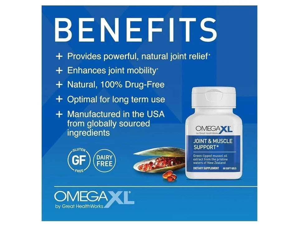 OmegaXL Joint Support Supplement – Natural Muscle Support 60 Softgels