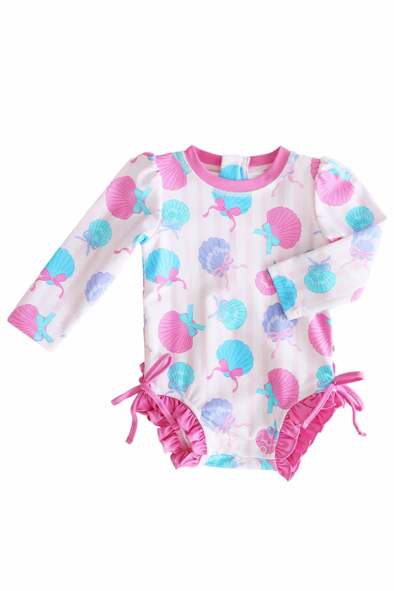 Long Sleeve Rash Guard with Ruffle Bottom – Seaside Sweetie