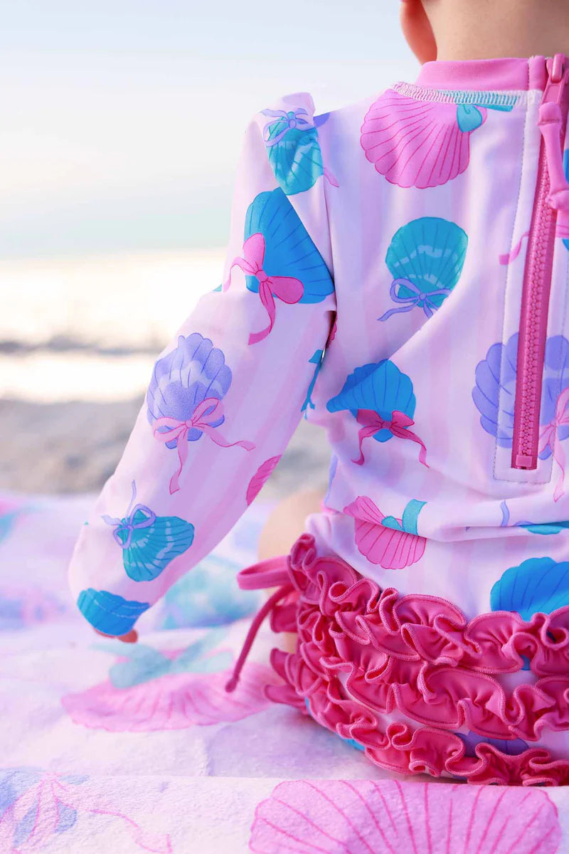 Long Sleeve Rash Guard with Ruffle Bottom – Seaside Sweetie
