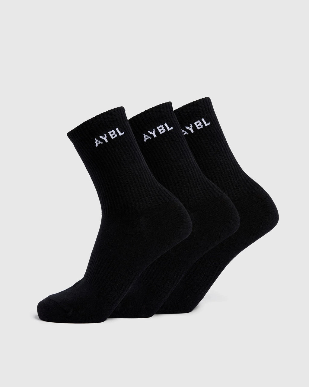 3 Pack Black Socks Soft Cotton Everyday Crew Socks Comfort Fit Durable