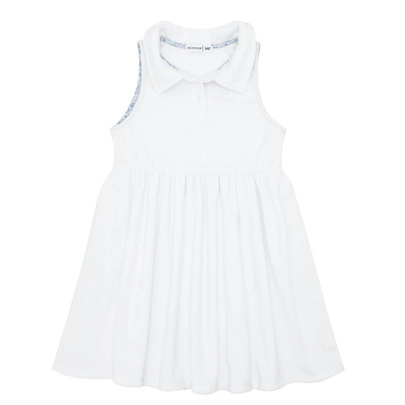 Girls White French Terry Tennis Dress – Comfortable Athletic Dress