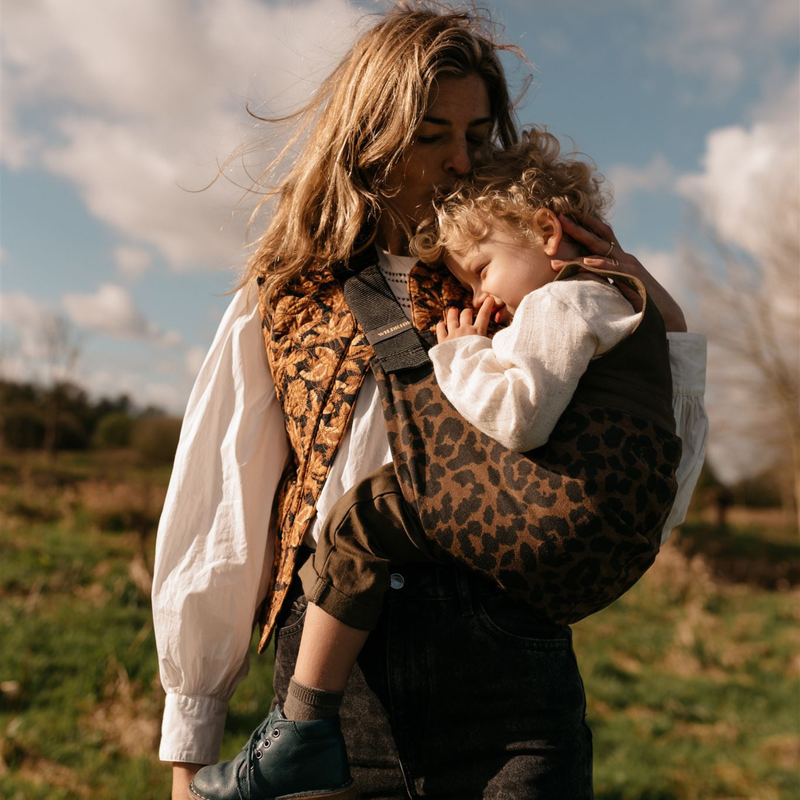 Toddler Carrier Leopard Print Brown – Ergonomic Baby Carrier
