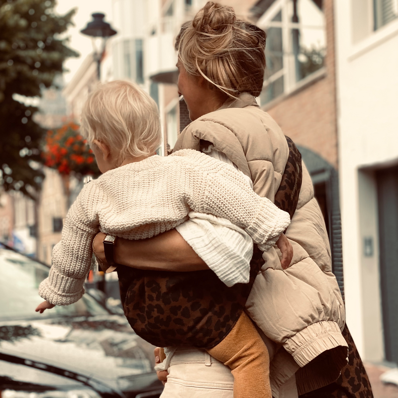 Toddler Carrier Leopard Print Brown – Ergonomic Baby Carrier